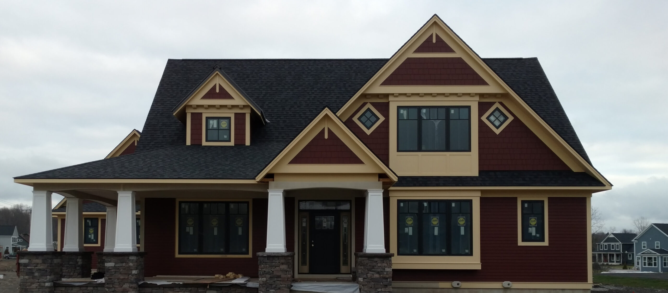 full front view of complete siding project
